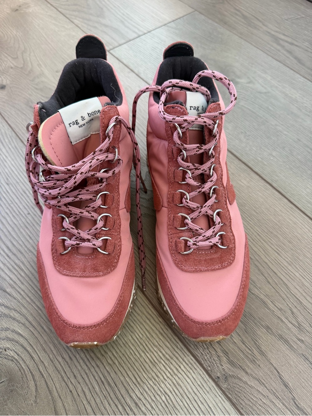rag & bone Pink Suede and Leather Lace-Up Sneakers. Never worn